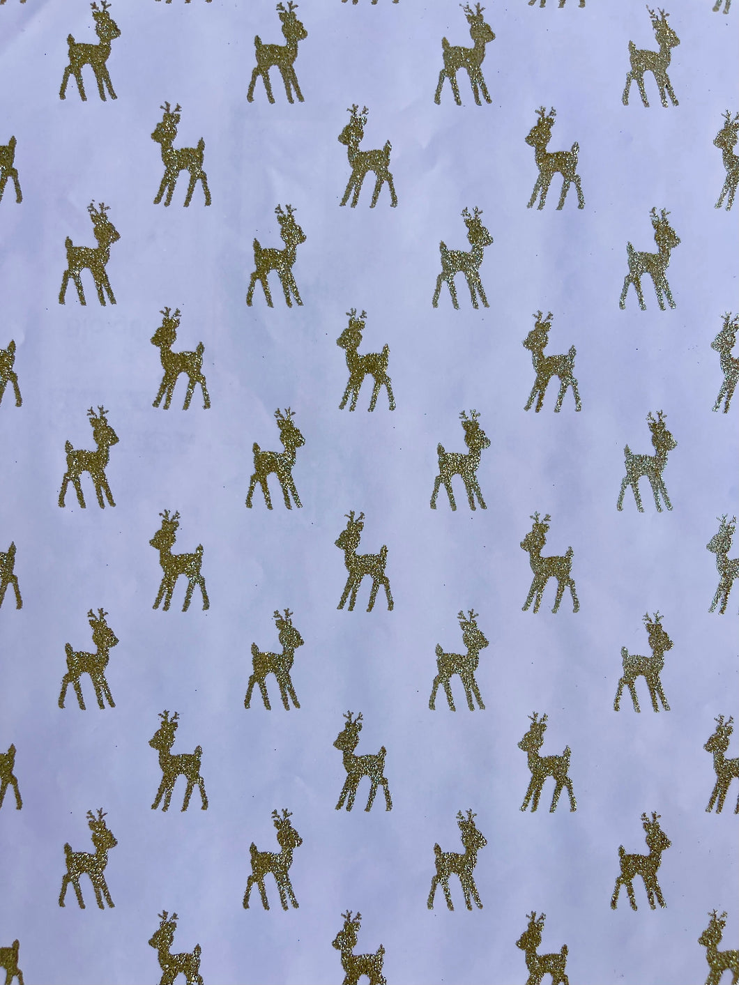 Gold Reindeer on Pink Holiday Wrapping paper