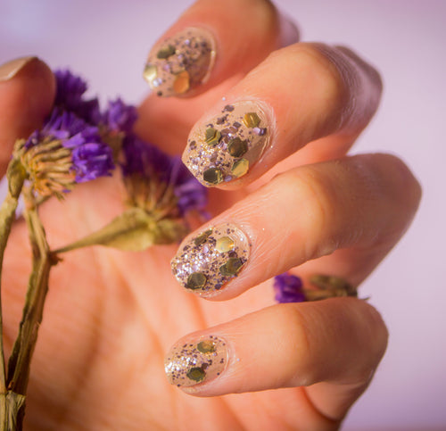 Golden Violet Nails